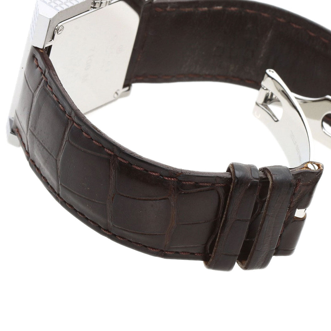 GUCCI Watches Quartz 7100M Stainless Steel, Leather Silver Square face Silver dial mens Used Authentic