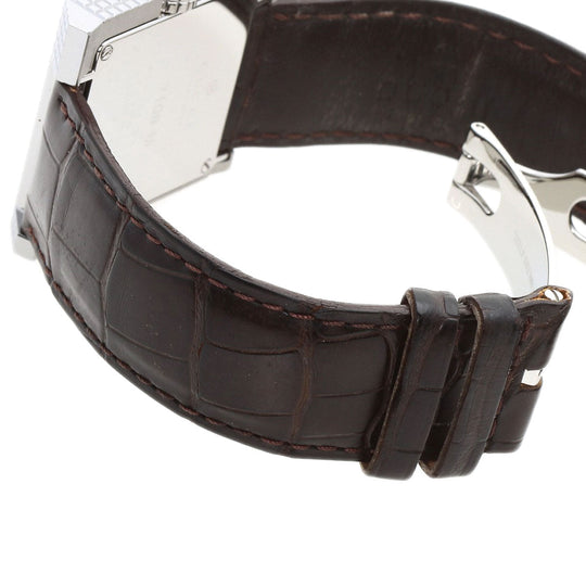 GUCCI Watches Quartz 7100M Stainless Steel, Leather Silver Square face Silver dial mens Used Authentic