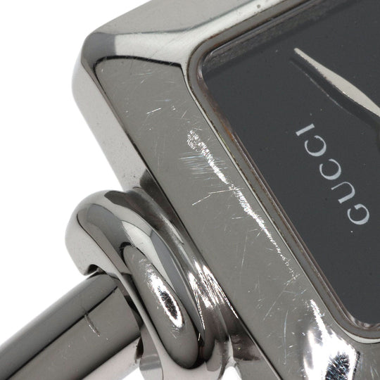 GUCCI Watches Quartz 1900L Stainless Steel , Stainless Steel Silver Square face bangle black dial Women Used Authentic