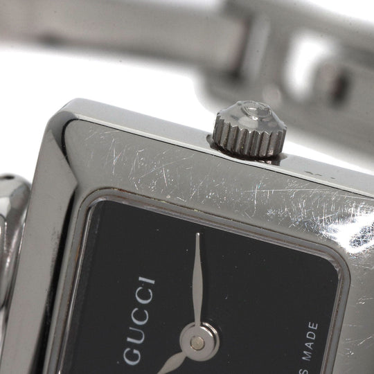 GUCCI Watches Quartz 1900L Stainless Steel , Stainless Steel Silver Square face bangle black dial Women Used Authentic