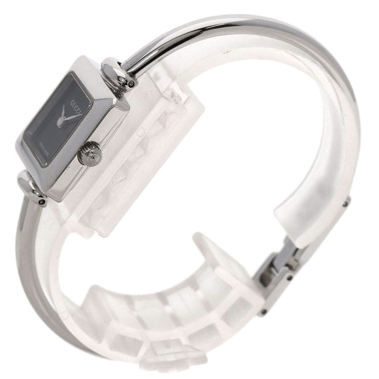 GUCCI Watches Quartz 1900L Stainless Steel , Stainless Steel Silver Square face bangle black dial Women Used Authentic