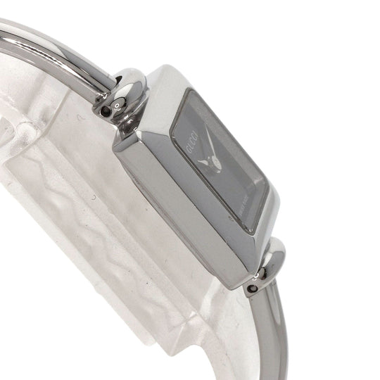 GUCCI Watches Quartz 1900L Stainless Steel , Stainless Steel Silver Square face bangle black dial Women Used Authentic
