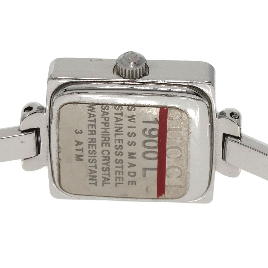 GUCCI Watches Quartz 1900L Stainless Steel , Stainless Steel Silver Square face bangle black dial Women Used Authentic