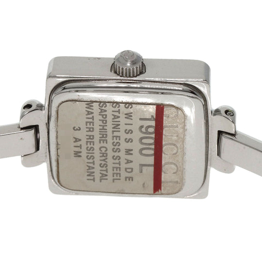 GUCCI Watches Quartz 1900L Stainless Steel , Stainless Steel Silver Square face bangle black dial Women Used Authentic
