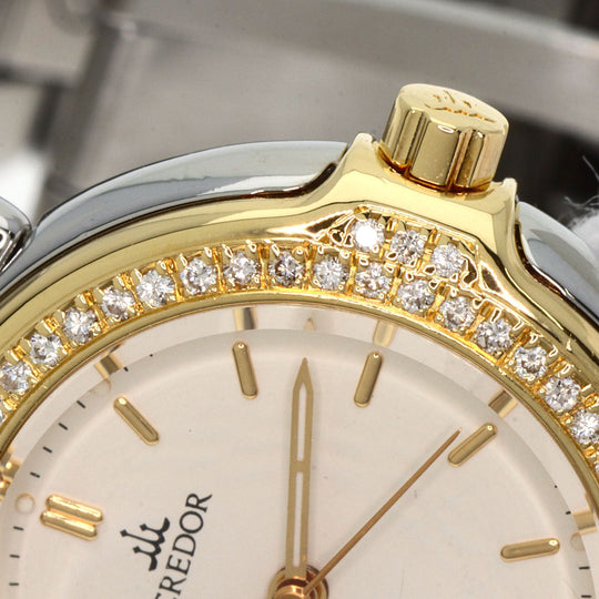 SEIKO Watches Quartz 4N71-0050 Stainless Steel, SSxK18YG, Diamond gold CREDOR Bezel Diamond Ivory dial Women Used Authentic