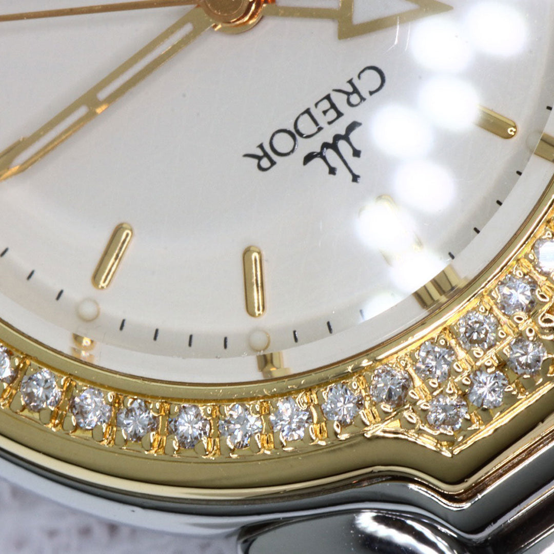 SEIKO Watches Quartz 4N71-0050 Stainless Steel, SSxK18YG, Diamond gold CREDOR Bezel Diamond Ivory dial Women Used Authentic