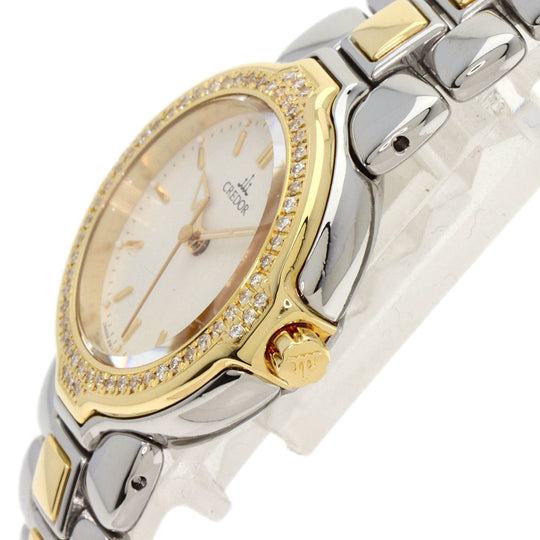 SEIKO Watches Quartz 4N71-0050 Stainless Steel, SSxK18YG, Diamond gold CREDOR Bezel Diamond Ivory dial Women Used Authentic