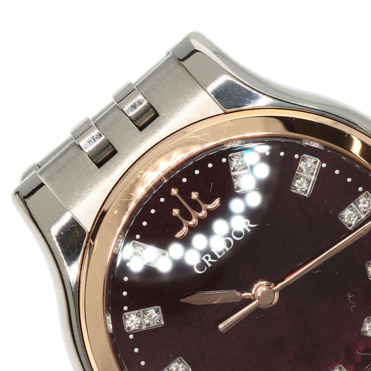 SEIKO Watches Quartz GSAS056 4J81-0AX0 Titanium, Titanium, K18PG Silver CREDOR 22P Diamond Brown shell dial Women Used Authentic