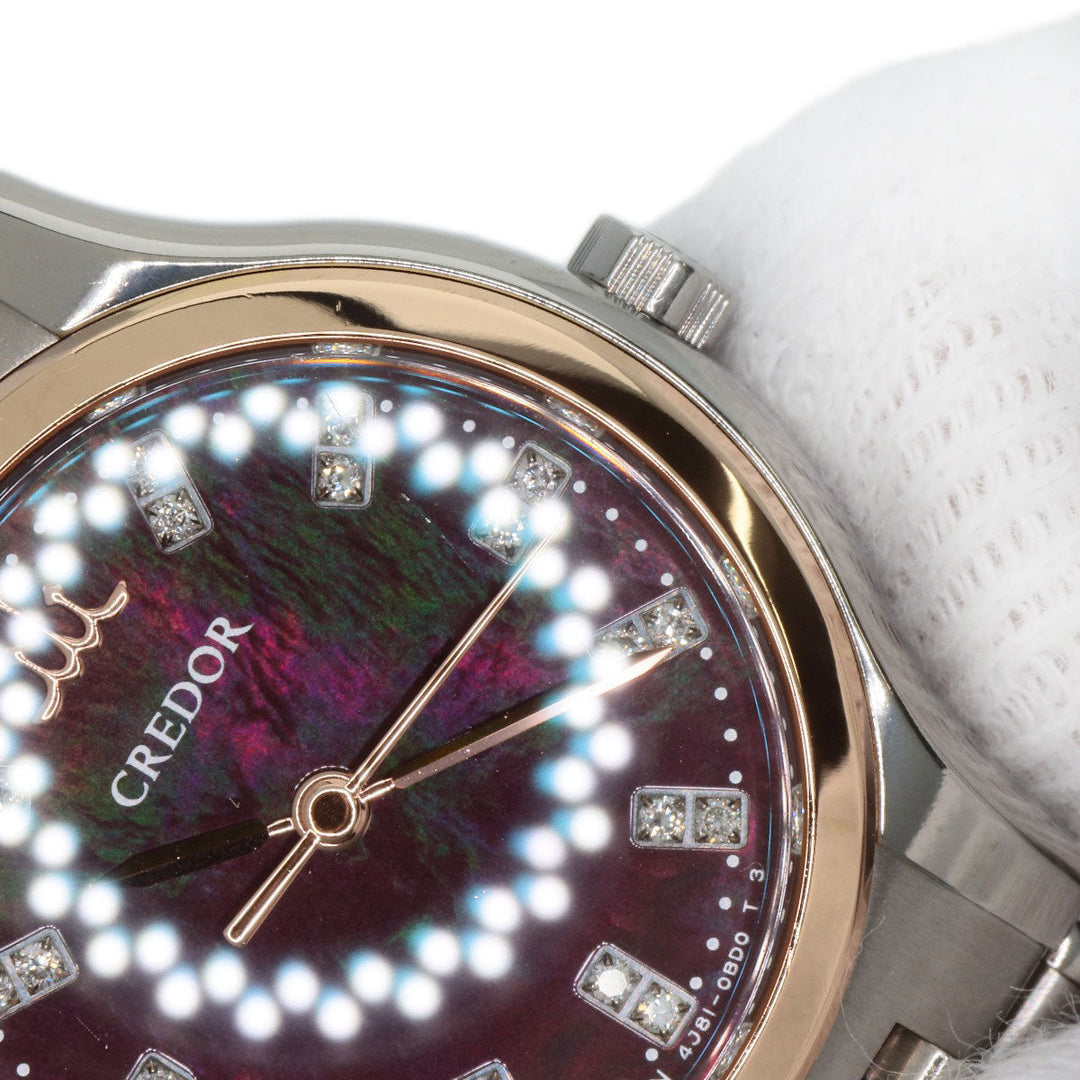 SEIKO Watches Quartz GSAS056 4J81-0AX0 Titanium, Titanium, K18PG Silver CREDOR 22P Diamond Brown shell dial Women Used Authentic