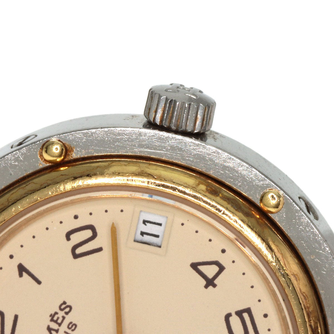 HERMES Watches Quartz Stainless Steel , SSxGP gold Clipper Old Belt cream dial Women Used Authentic