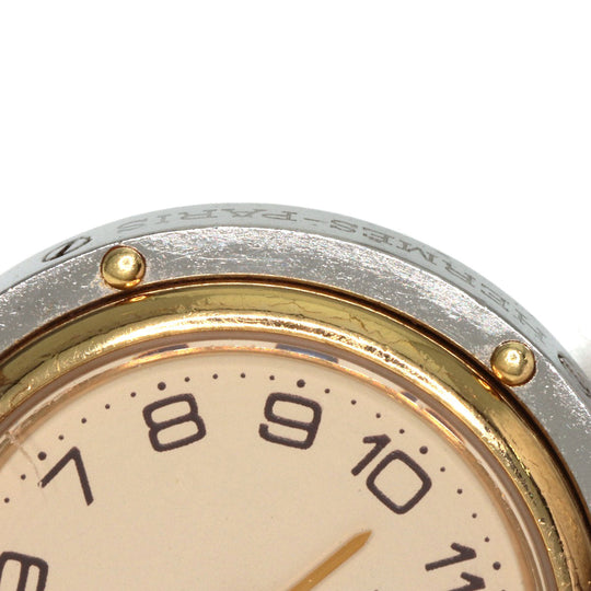 HERMES Watches Quartz Stainless Steel , SSxGP gold Clipper Old Belt cream dial Women Used Authentic