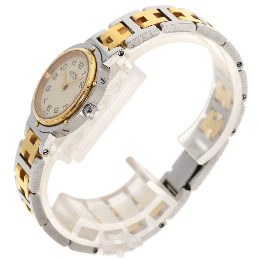 HERMES Watches Quartz Stainless Steel , SSxGP gold Clipper Old Belt cream dial Women Used Authentic
