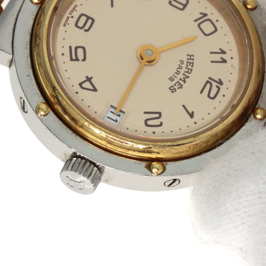 HERMES Watches Quartz Stainless Steel , SSxGP gold Clipper Old Belt cream dial Women Used Authentic