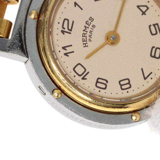 HERMES Watches Quartz Stainless Steel , SSxGP gold Clipper Old Belt cream dial Women Used Authentic