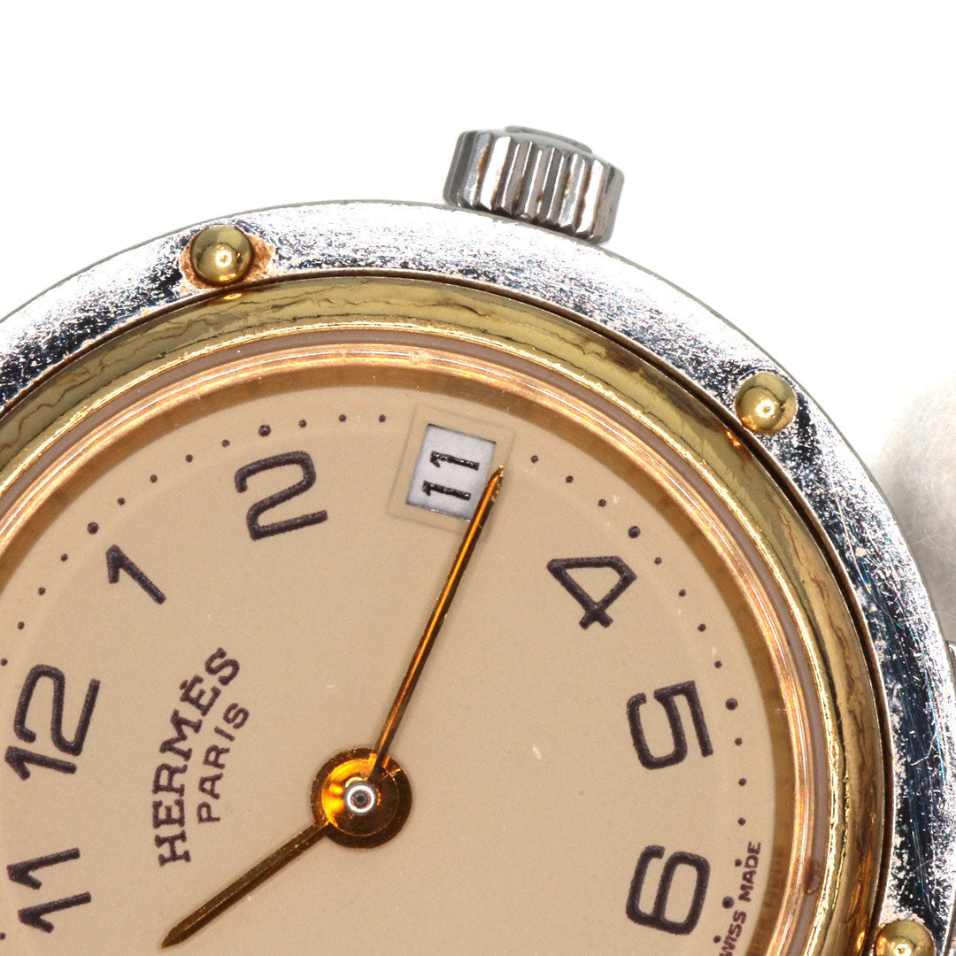HERMES Watches Quartz Stainless Steel , SSxGP gold Clipper Old Belt cream dial Women Used Authentic
