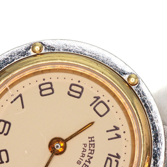 HERMES Watches Quartz Stainless Steel , SSxGP gold Clipper Old Belt cream dial Women Used Authentic