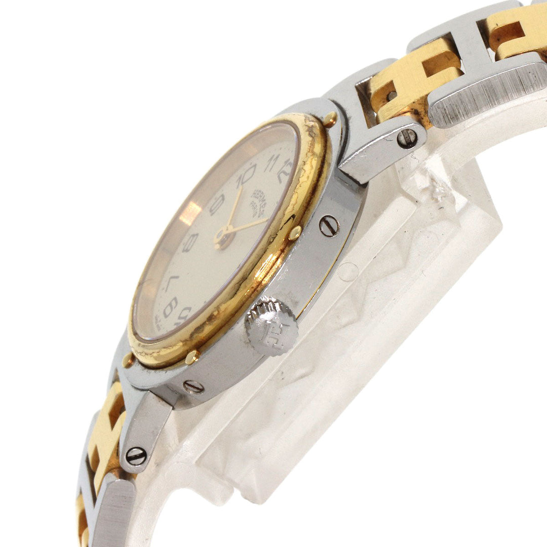 HERMES Watches Quartz Stainless Steel , SSxGP gold Clipper Old Belt cream dial Women Used Authentic