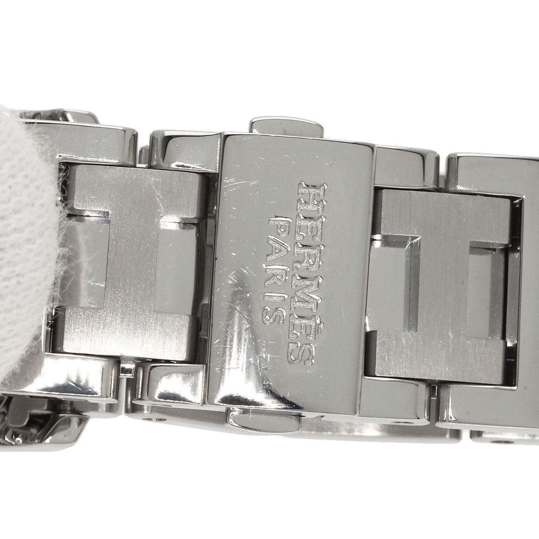 HERMES Watches Quartz CL1.310 Stainless Steel , Stainless Steel Silver Clipper Chronograph New Buckle white dial Women Used Authentic
