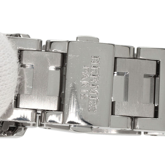 HERMES Watches Quartz CL1.310 Stainless Steel , Stainless Steel Silver Clipper Chronograph New Buckle white dial Women Used Authentic