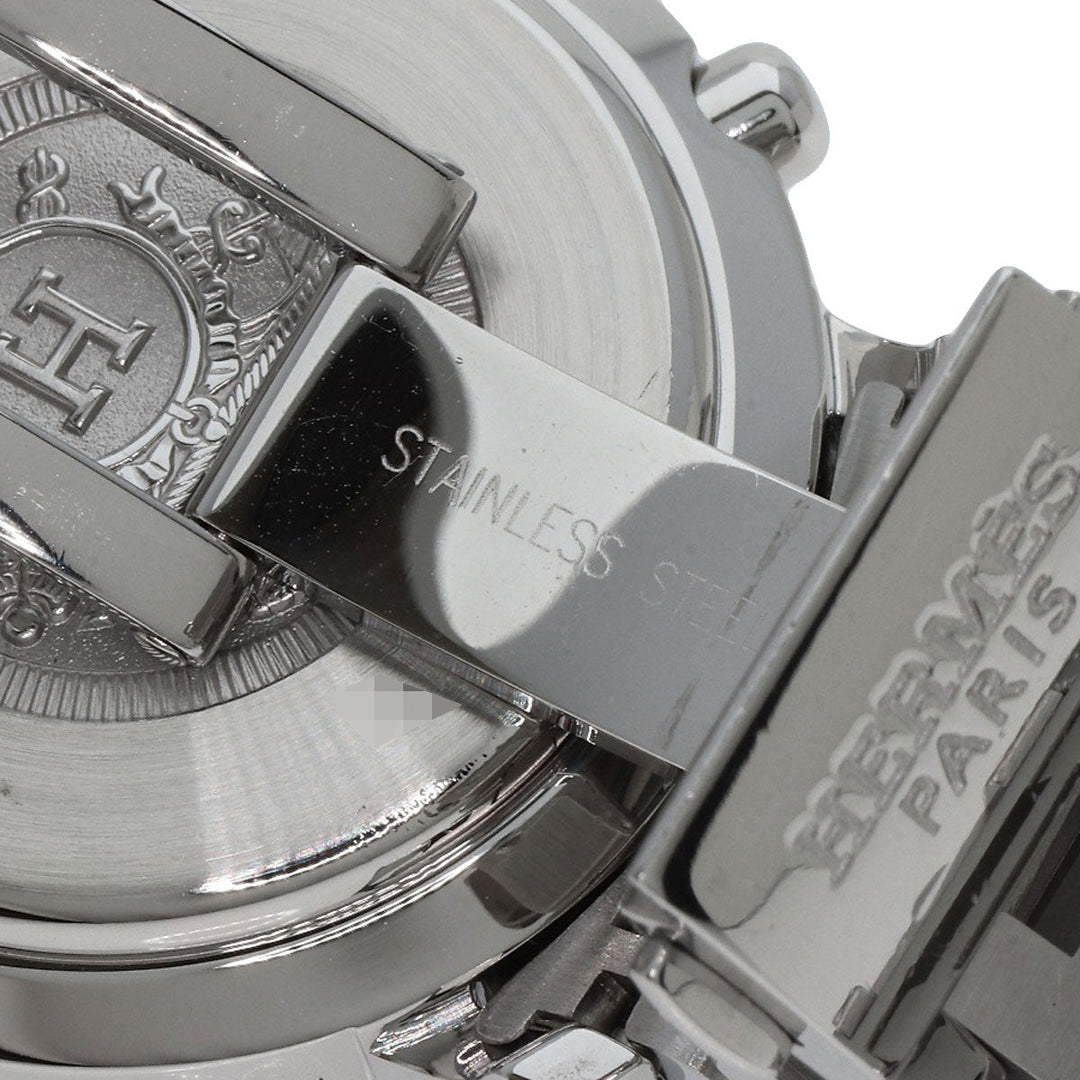 HERMES Watches Quartz CL1.310 Stainless Steel , Stainless Steel Silver Clipper Chronograph New Buckle white dial Women Used Authentic