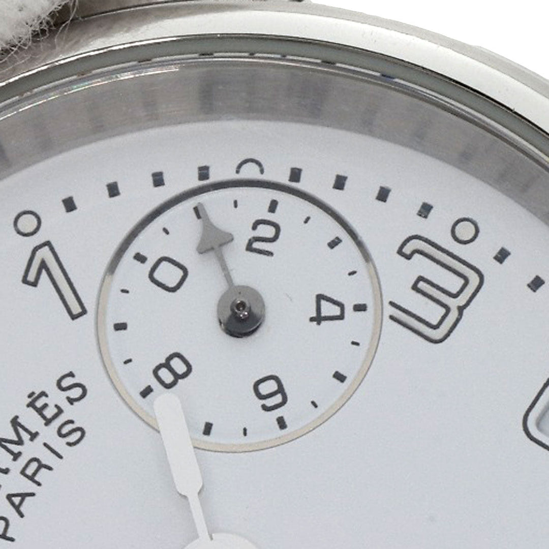 HERMES Watches Quartz CL1.310 Stainless Steel , Stainless Steel Silver Clipper Chronograph New Buckle white dial Women Used Authentic