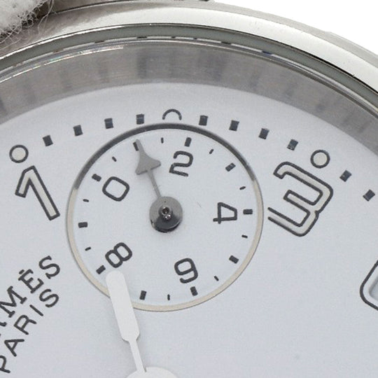HERMES Watches Quartz CL1.310 Stainless Steel , Stainless Steel Silver Clipper Chronograph New Buckle white dial Women Used Authentic