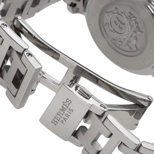 HERMES Watches Quartz CL1.310 Stainless Steel , Stainless Steel Silver Clipper Chronograph New Buckle white dial Women Used Authentic