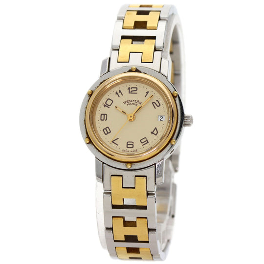 HERMES Watches Quartz CL4.220 Stainless Steel gold Clipper Old Belt Ivory dial