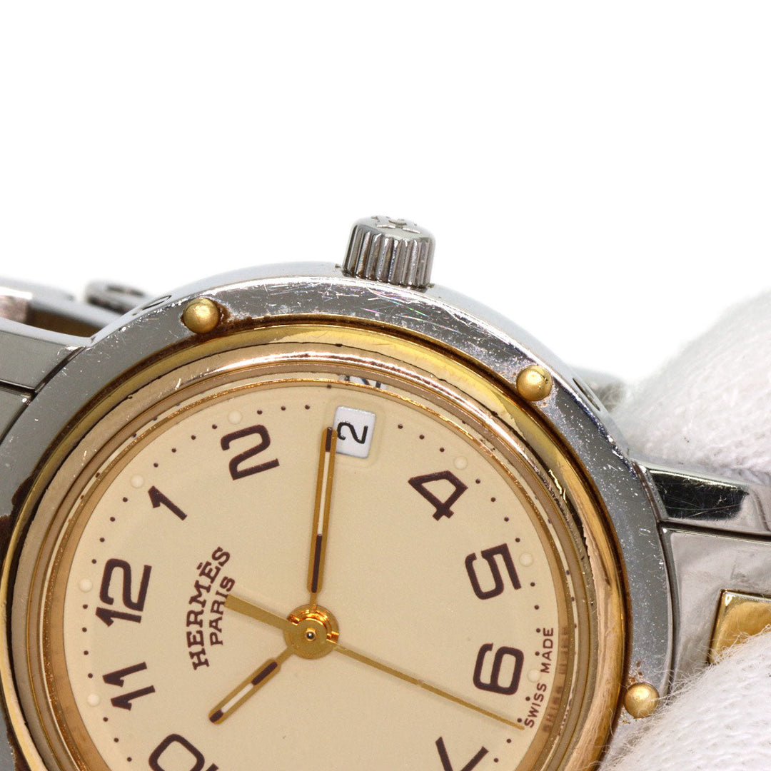 HERMES Watches Quartz CL4.220 Stainless Steel gold Clipper Old Belt Ivory dial