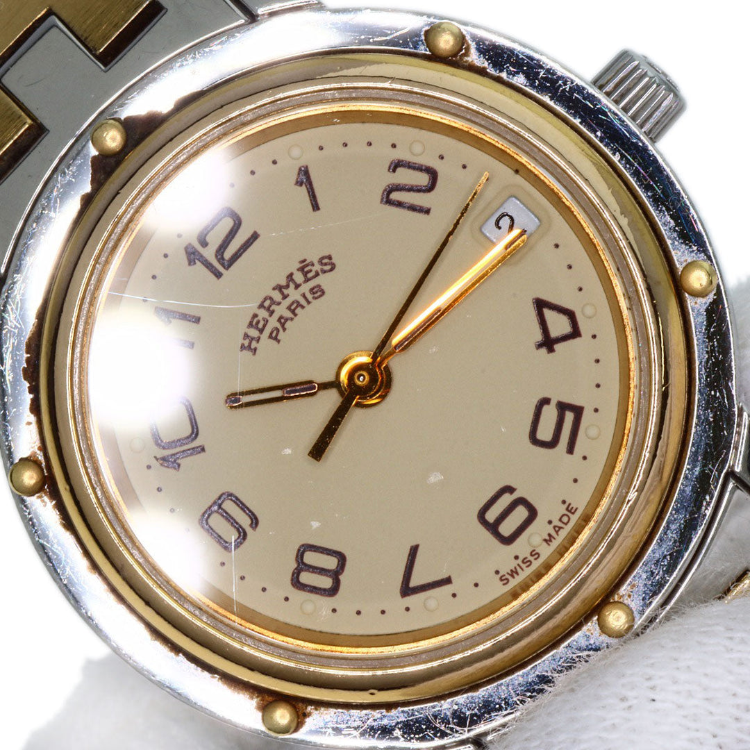 HERMES Watches Quartz CL4.220 Stainless Steel gold Clipper Old Belt Ivory dial