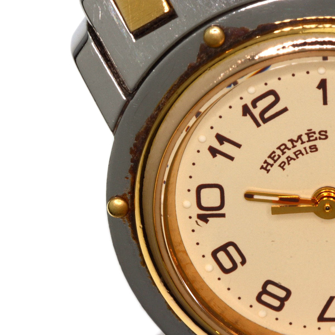 HERMES Watches Quartz CL4.220 Stainless Steel gold Clipper Old Belt Ivory dial