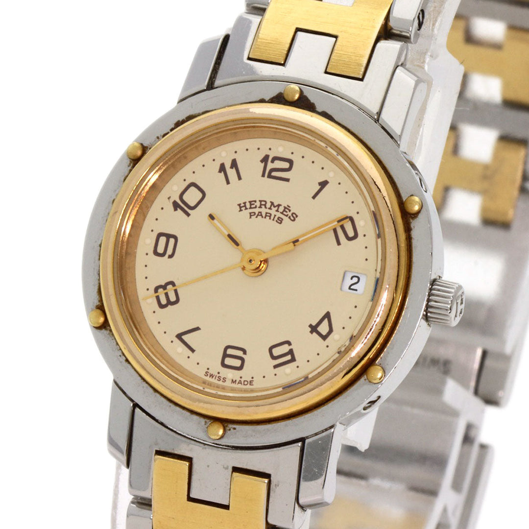 HERMES Watches Quartz CL4.220 Stainless Steel gold Clipper Old Belt Ivory dial