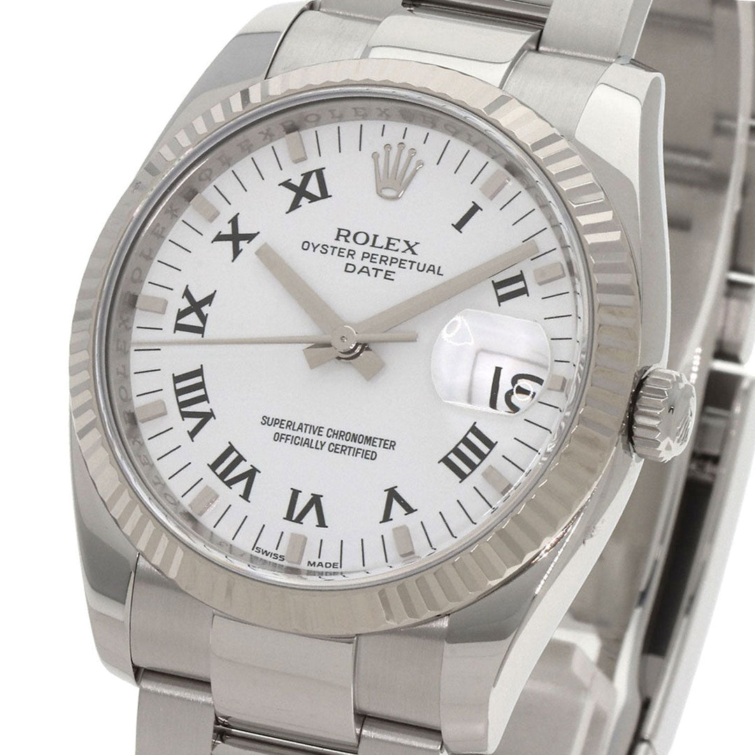 ROLEX Watches Mechanical Automatic 115234 Stainless Steel , Stainless Steel , K18WG Silver Oyster Perpetual Date white dial mens Used Authentic