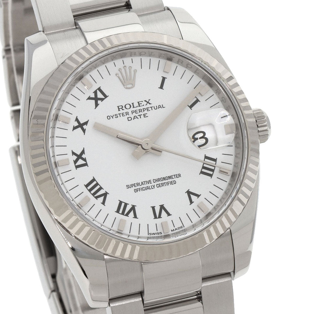 ROLEX Watches Mechanical Automatic 115234 Stainless Steel , Stainless Steel , K18WG Silver Oyster Perpetual Date white dial mens Used Authentic