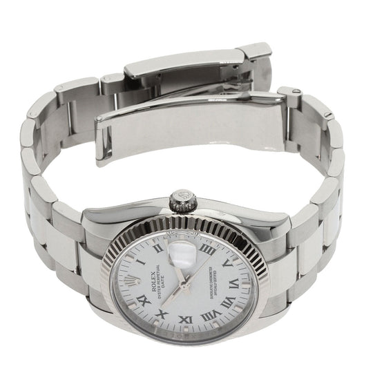 ROLEX Watches Mechanical Automatic 115234 Stainless Steel , Stainless Steel , K18WG Silver Oyster Perpetual Date white dial mens Used Authentic