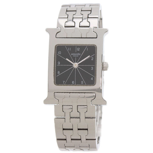 HERMES Watches Quartz HH1.210 Stainless Steel Silver H watch black dial