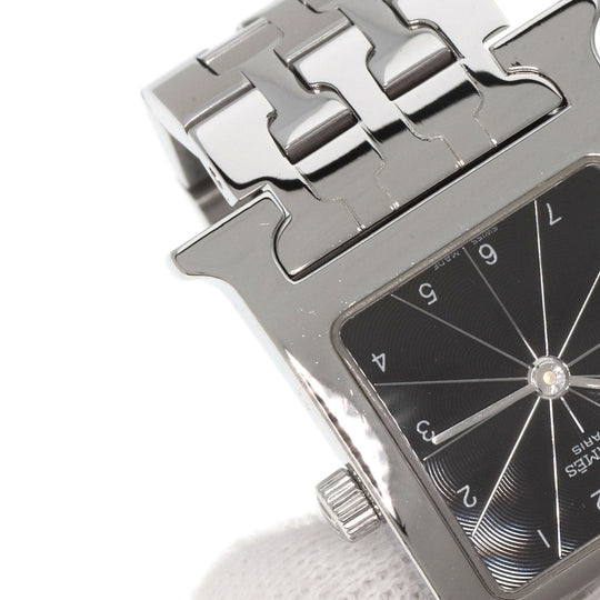 HERMES Watches Quartz HH1.210 Stainless Steel Silver H watch black dial