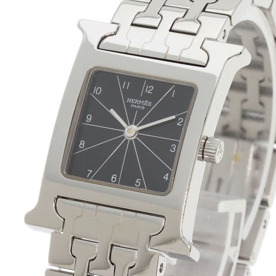 HERMES Watches Quartz HH1.210 Stainless Steel Silver H watch black dial