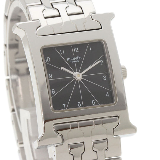 HERMES Watches Quartz HH1.210 Stainless Steel Silver H watch black dial