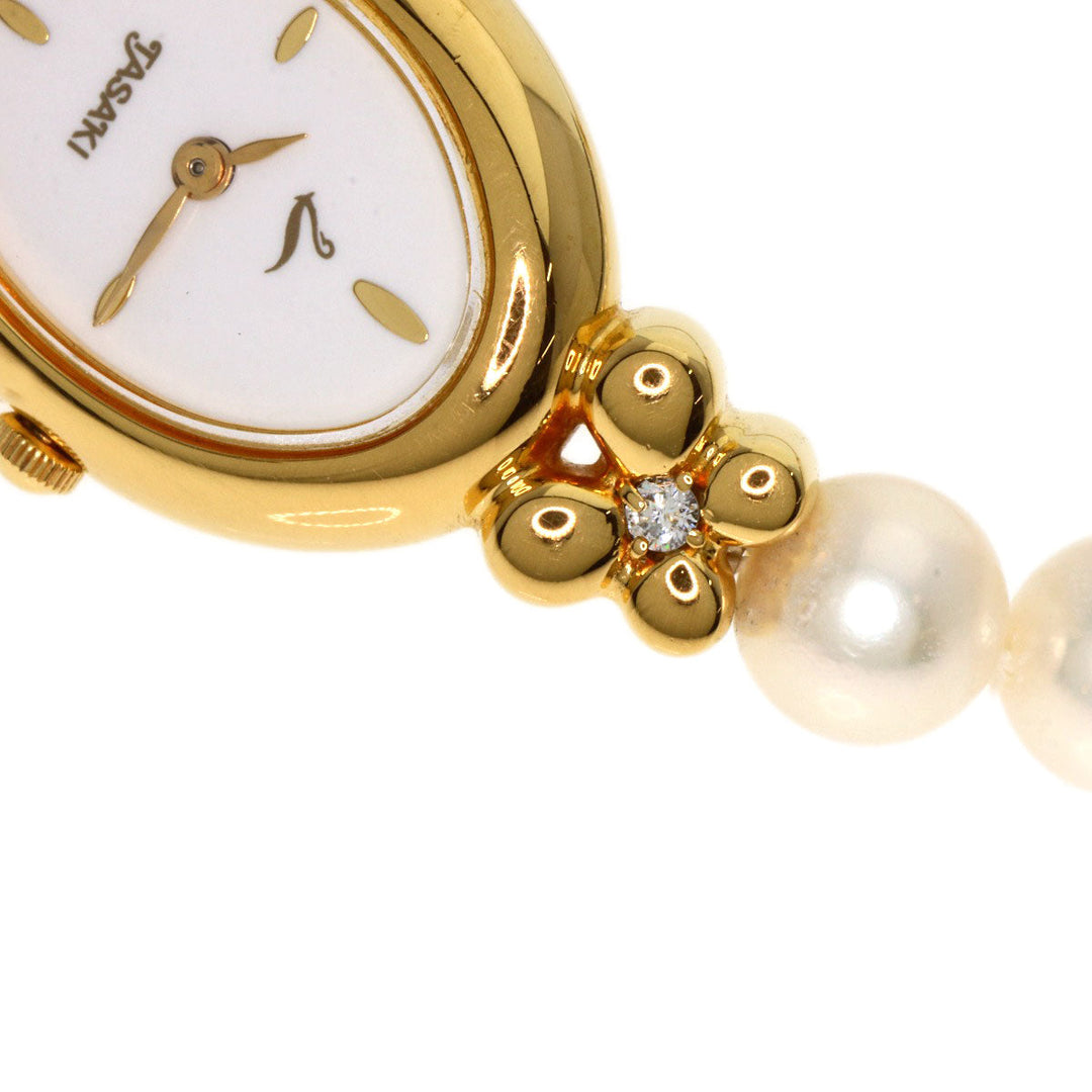 TASAKI Watches Quartz Gold Plated, Pearl gold Pearl watch white dial Women Used Authentic