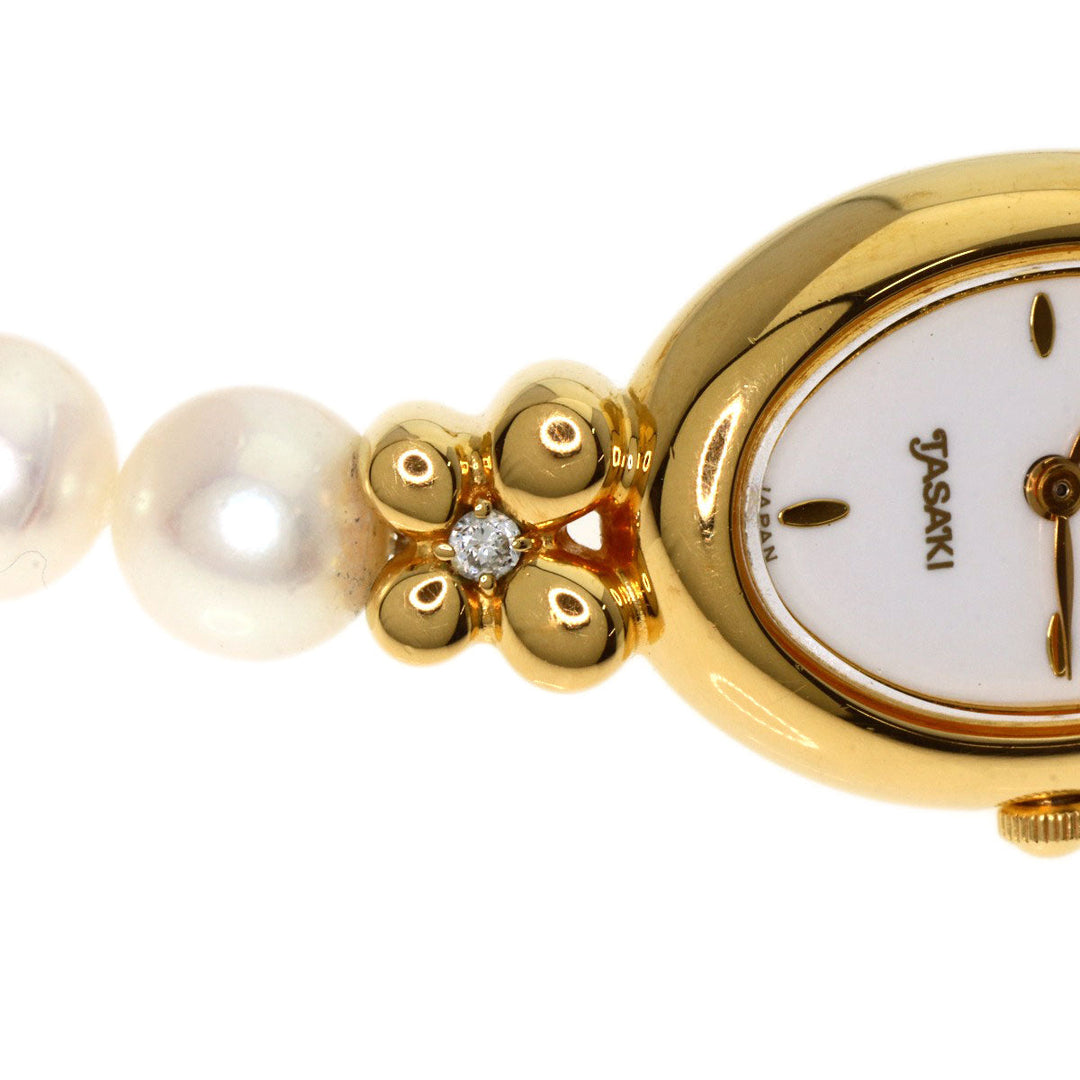 TASAKI Watches Quartz Gold Plated, Pearl gold Pearl watch white dial Women Used Authentic