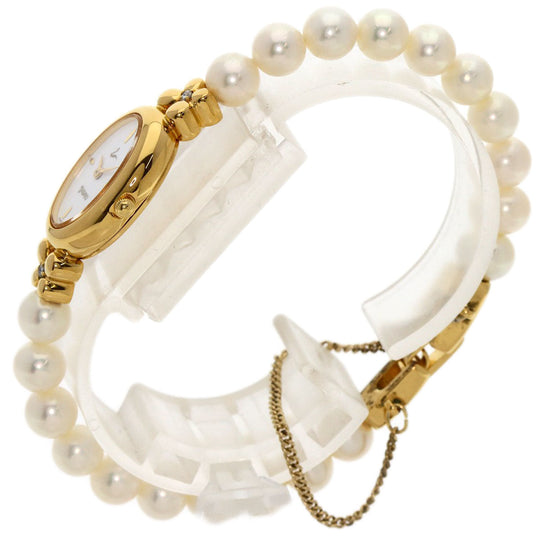 TASAKI Watches Quartz Gold Plated, Pearl gold Pearl watch white dial Women Used Authentic