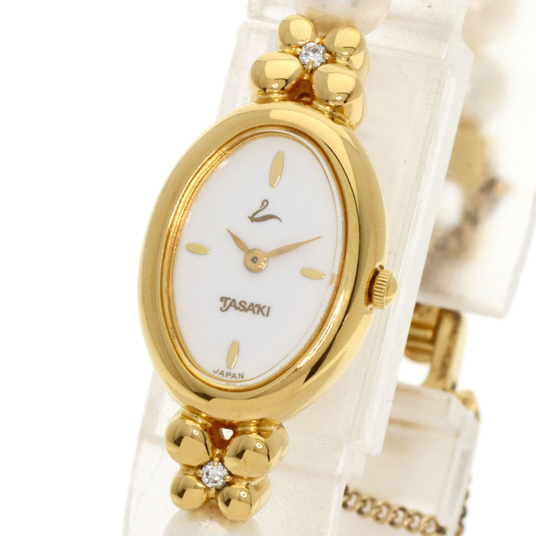 TASAKI Watches Quartz Gold Plated, Pearl gold Pearl watch white dial Women Used Authentic