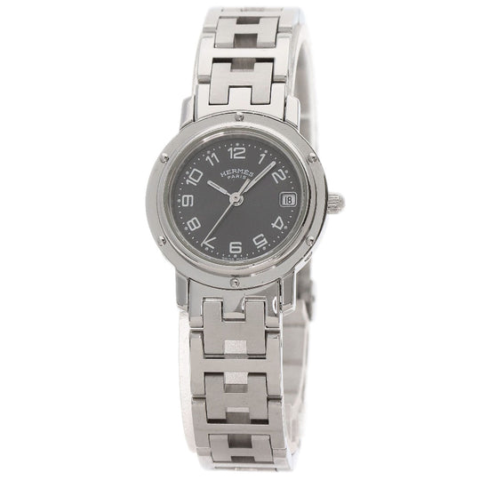 HERMES Watches Quartz CL4.210 Stainless Steel , Stainless Steel Silver Clipper gray dial Women Used Authentic