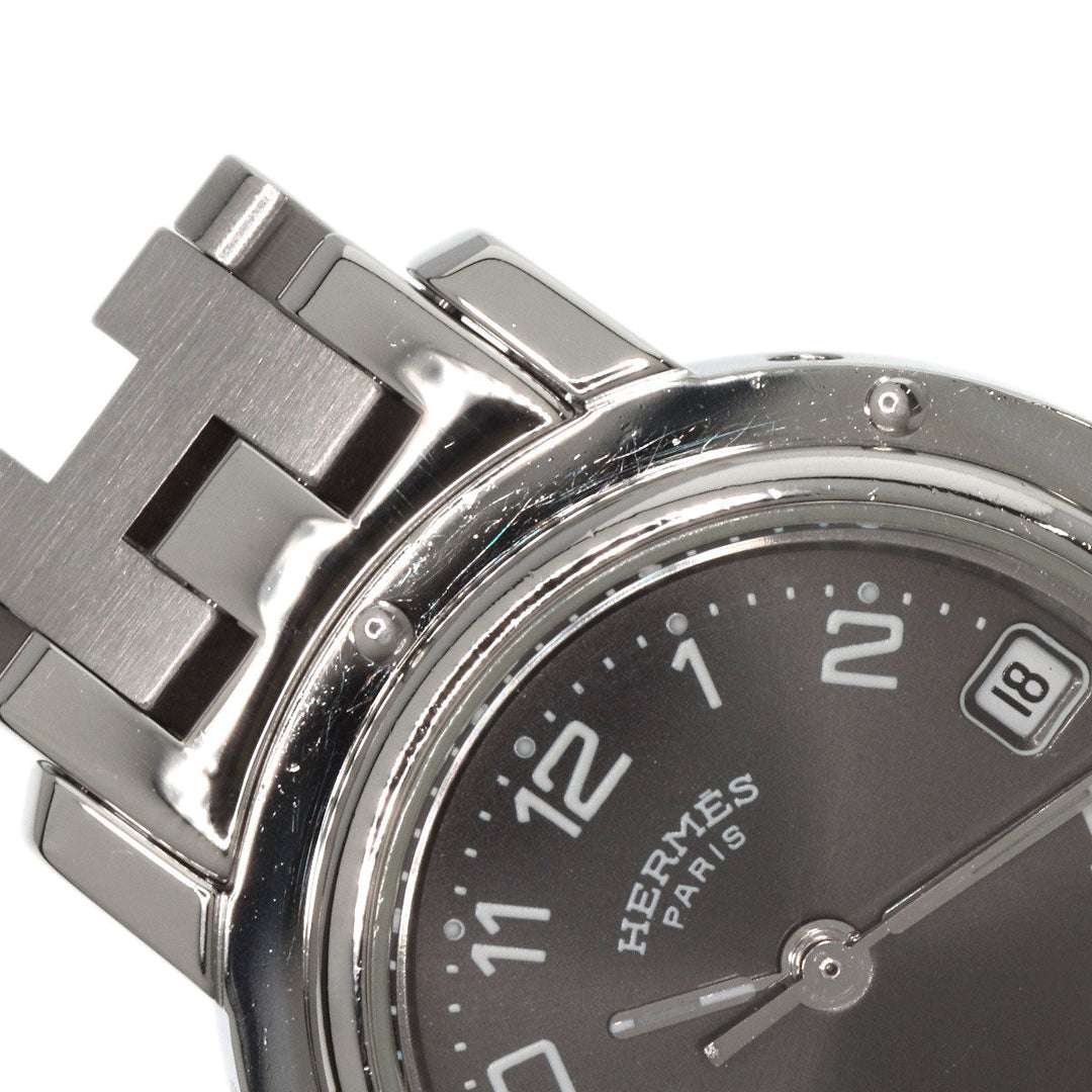 HERMES Watches Quartz CL4.210 Stainless Steel , Stainless Steel Silver Clipper gray dial Women Used Authentic