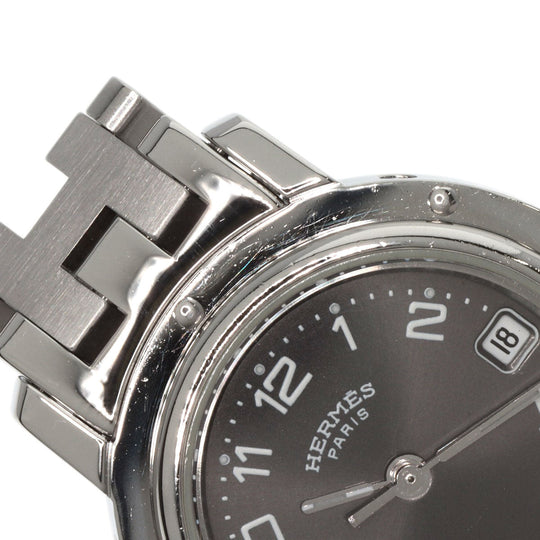 HERMES Watches Quartz CL4.210 Stainless Steel , Stainless Steel Silver Clipper gray dial Women Used Authentic