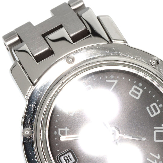 HERMES Watches Quartz CL4.210 Stainless Steel , Stainless Steel Silver Clipper gray dial Women Used Authentic