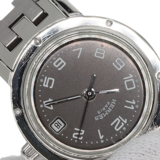HERMES Watches Quartz CL4.210 Stainless Steel , Stainless Steel Silver Clipper gray dial Women Used Authentic