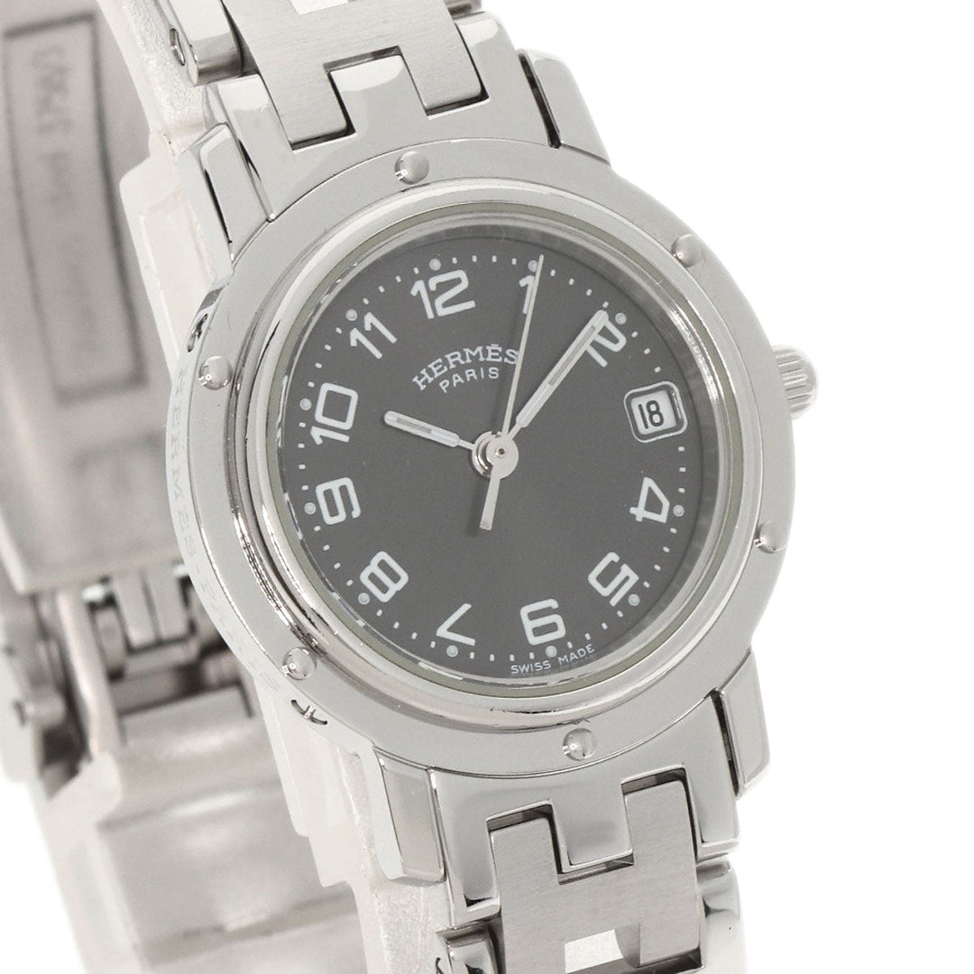 HERMES Watches Quartz CL4.210 Stainless Steel , Stainless Steel Silver Clipper gray dial Women Used Authentic