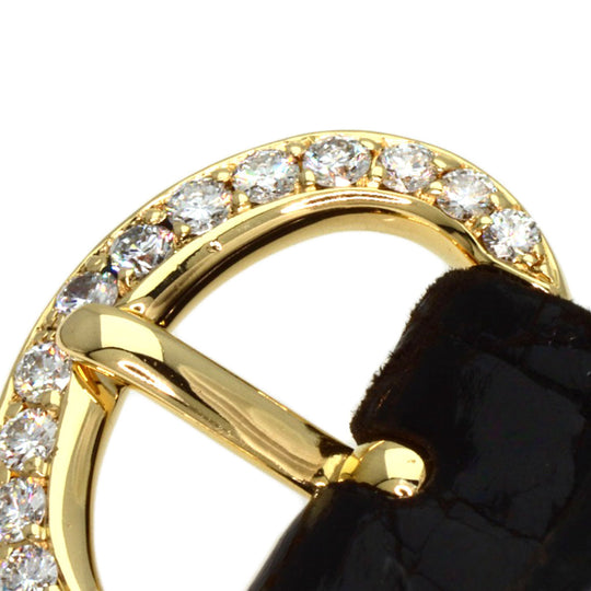 Chopard Watches Quartz 43/6031S K18YG, leather gold Kashmir Diamond Maker Complete White shell dial Women Used Authentic